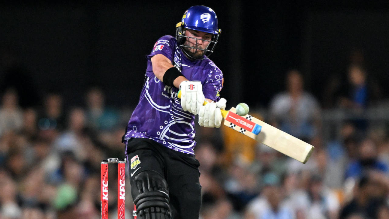 Caleb Jewell made 76 off 49 balls, Brisbane Heat vs Hobart Hurricanes, BBL, Brisbane, January 16, 2025
