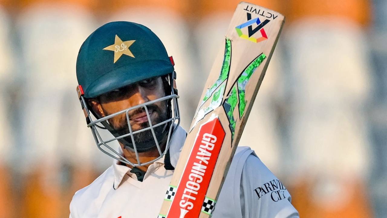 Shan Masood brings up his fifty, Pakistan vs West Indies, 1st Test, day two, Multan, January 18, 2025