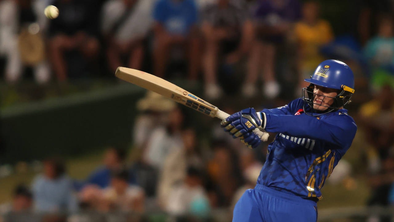 Ryan Rickelton cut loose for a matchwinning 89 from 39 balls, MI Cape Town vs Johannesburg Super Kings, SA20, Cape Town, January 18, 2025
