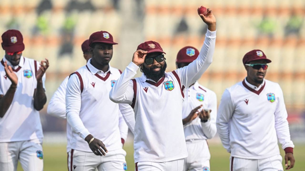 Jomel Warrican finished with impeccable figures of 7 for 32, West Indies vs Pakistan, 1st Test, day three, Multan, January 19, 2025