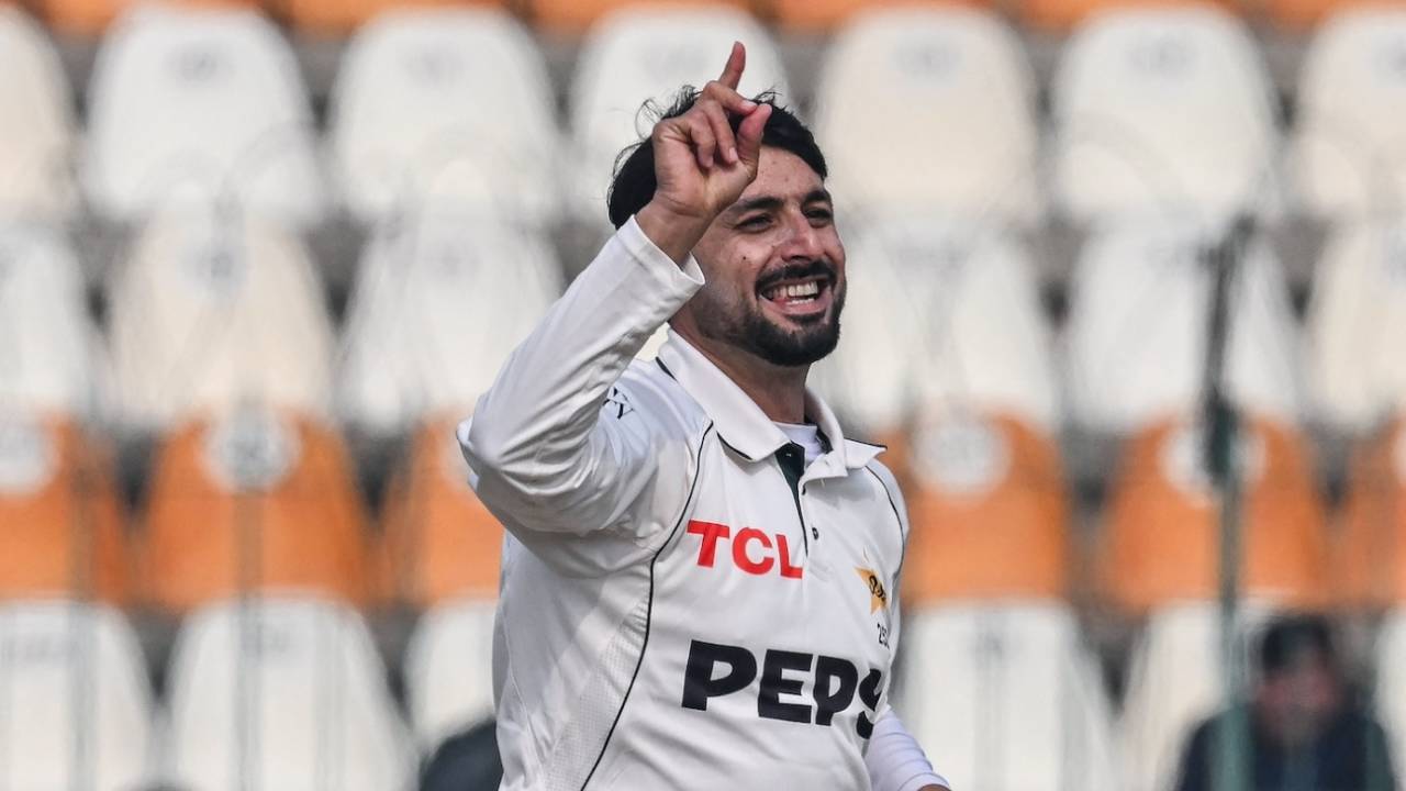 Abrar Ahmed celebrates after taking the wicket of Tevin Imlach, Pakistan vs West Indies, 1st Test, Multan, 3rd day, January 19, 2025