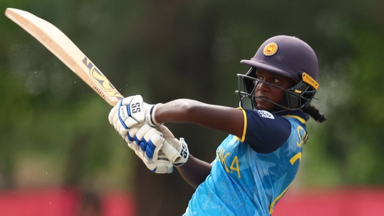 Sanjana Kavindi powers the ball away, Sri Lanka vs West Indies, Women's Under-19 T20 World Cup 2025, Kuala Lumpur, January 21, 2025