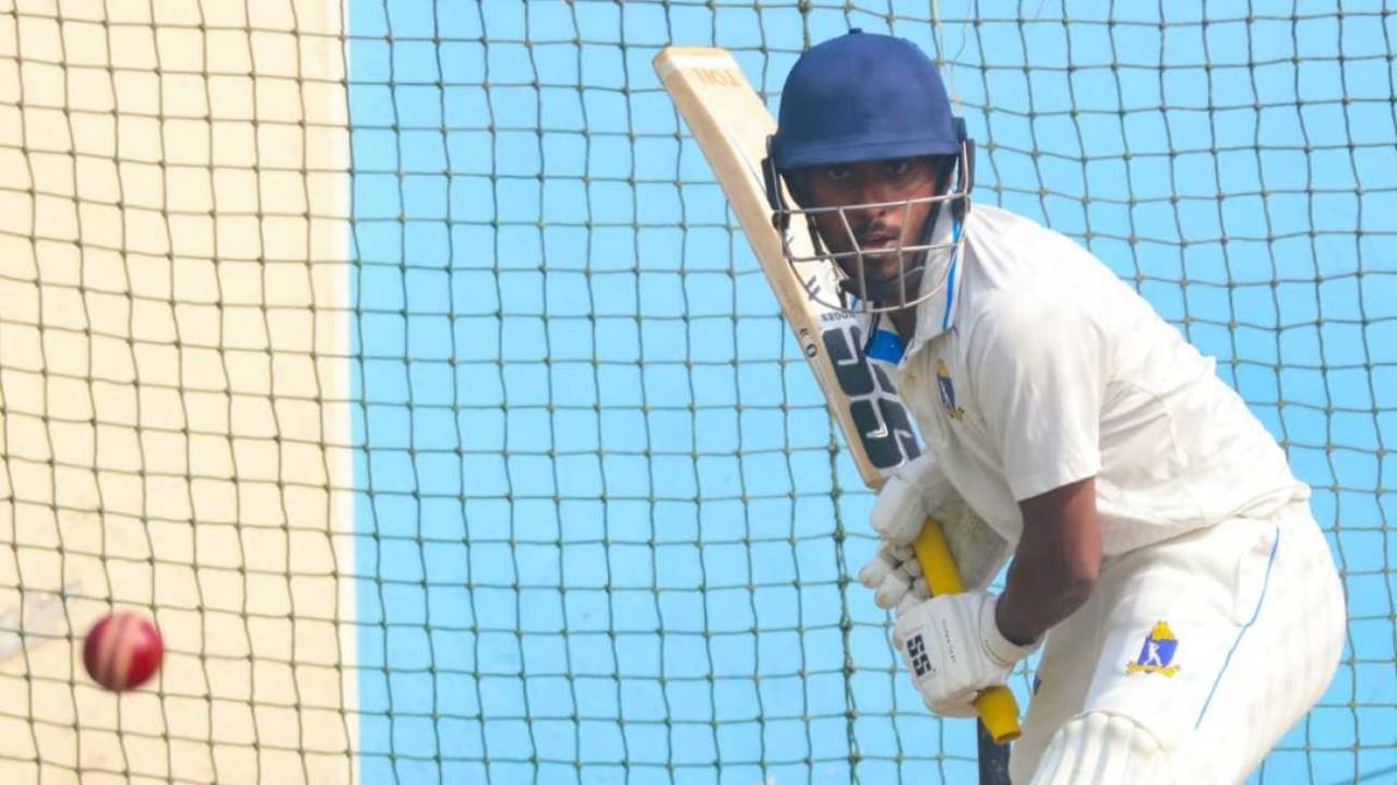 Sudip Kumar Gharami sweats it out in the nets, Ranji Trophy, Kalyani, January 22, 2025