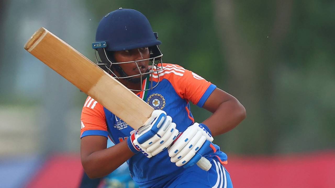 Gongadi Trisha hit a 44-ball 49, India vs Sri Lanka, Women's Under-19 T20 World Cup 2025, Kuala Lumpur, January 23, 2025