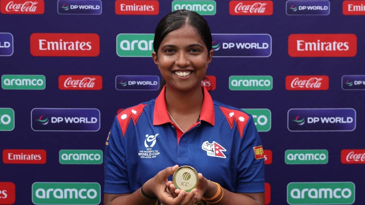 Puja Mahato first returned 4 for 9 and then scored an unbeaten 32-ball 23, Malaysia vs Nepal, Women's Under-19 T20 World Cup 2025, Johor, January 24, 2025