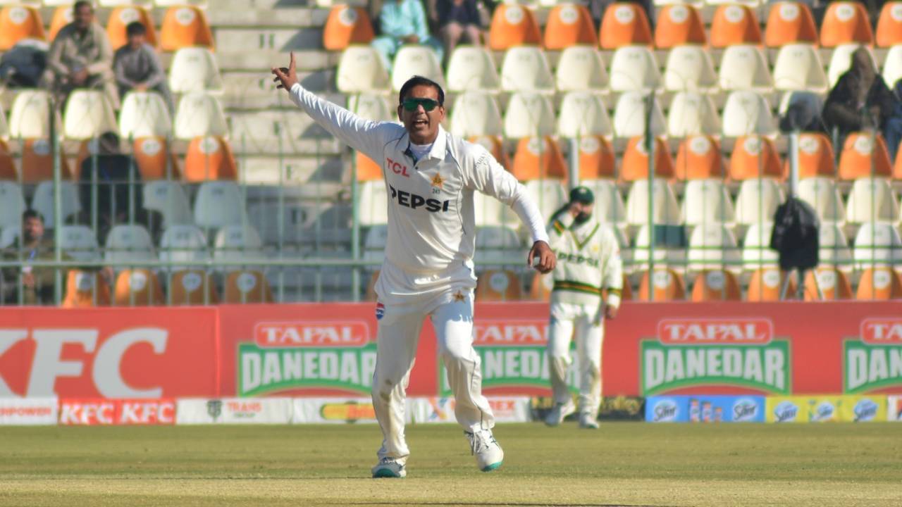 Noman Ali became the first Pakistan spinner to take a Test hat-trick, Pakistan vs West Indies, 2nd Test, day one, Multan, January 25, 2025
