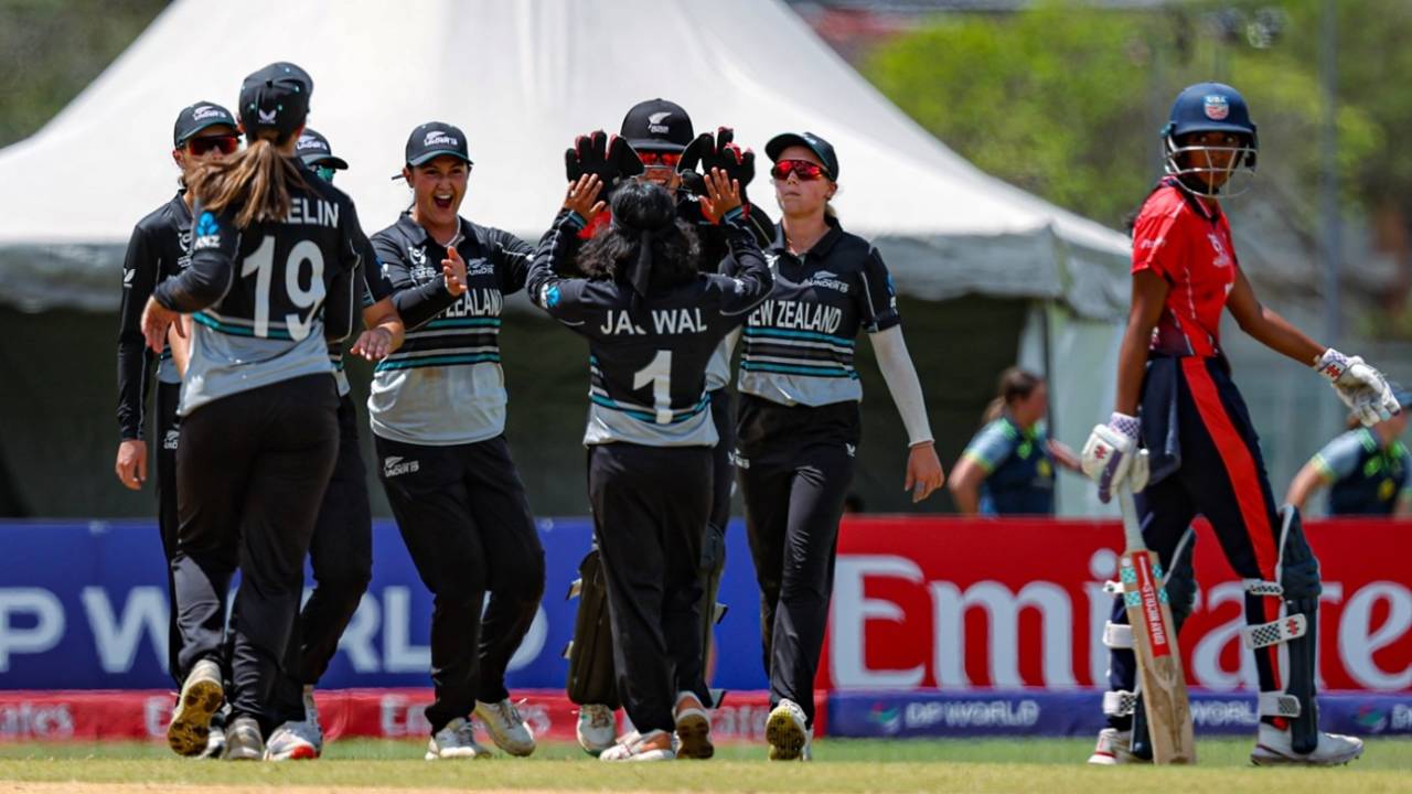 New Zealand skittles USA for a mere 79, New Zealand vs USA, Women's Under-19 T20 World Cup, Super Six, Bangi, January 25, 2025