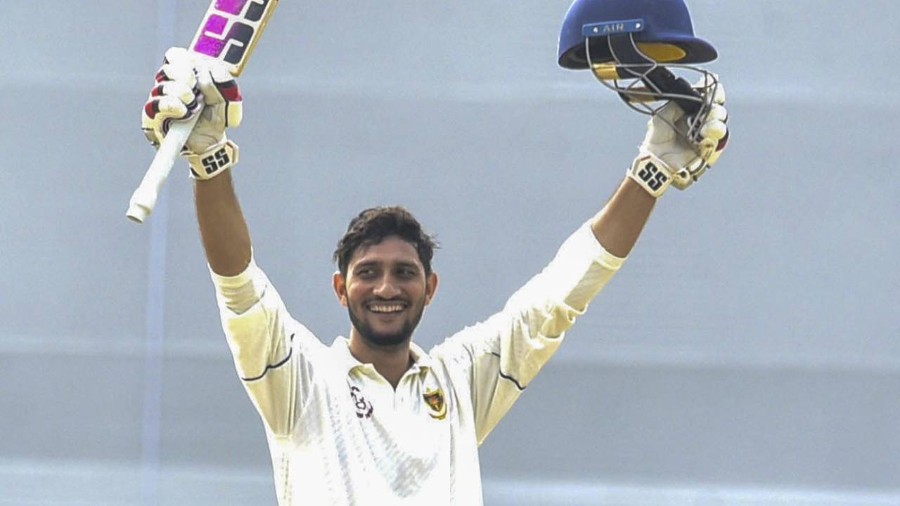 Upendra Yadav celebrates his century, Assam vs Railways, Ranji Trophy, day 3, Guwahati, January 25, 2025
