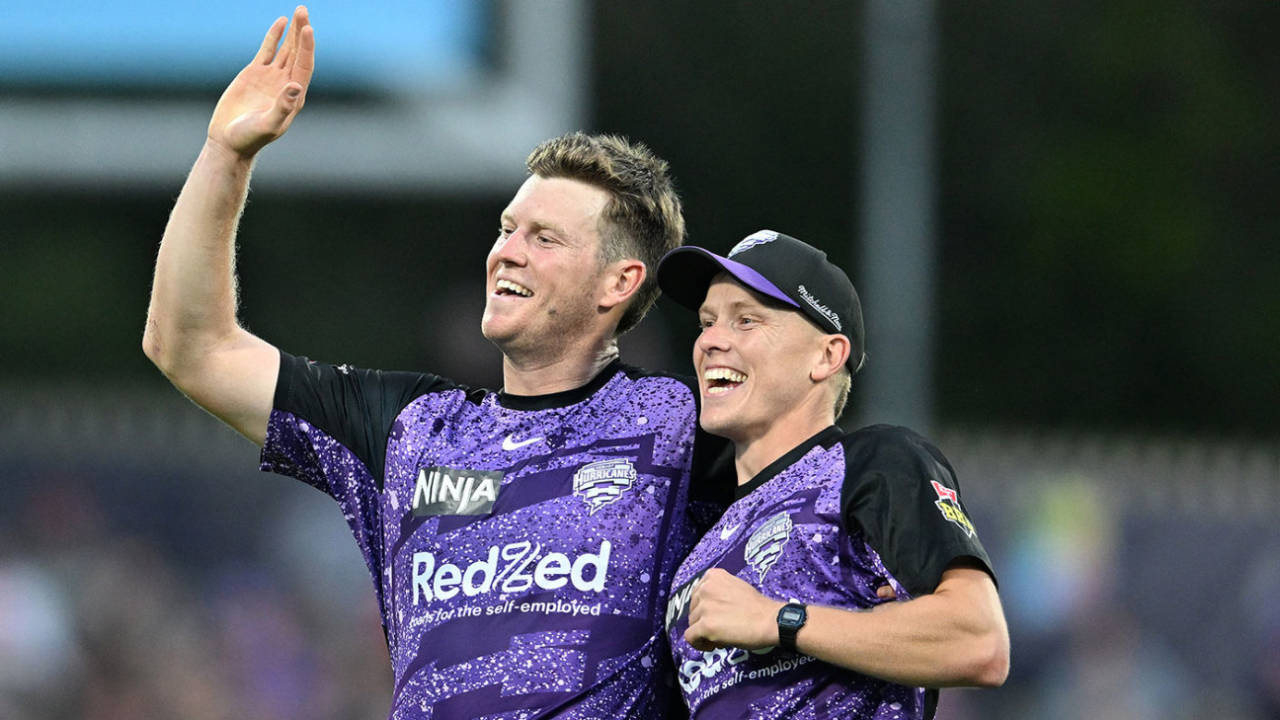 Mitchell Owen (left) and captain Nathan Ellis have been key parts of Hurricanes' success, Hobart Hurricanes vs Melbourne Renegades, BBL, Hobart, January 14, 2025