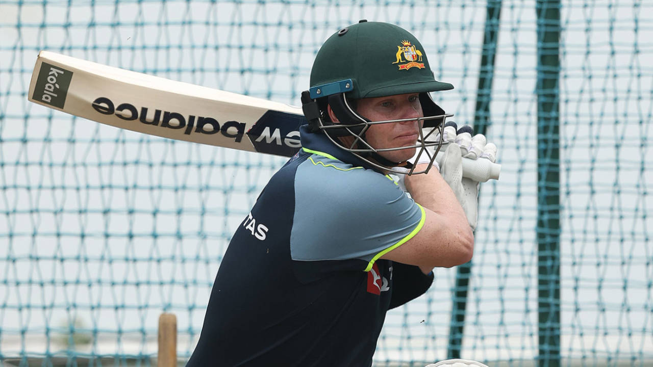 Steven Smith brings out the sweep during nets, Galle, January 27, 2025