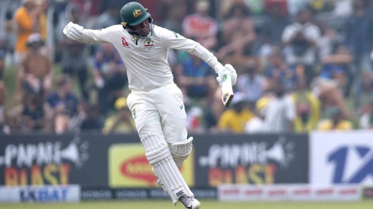 Usman Khawaja was jubilant after getting to his landmark, Sri Lanka vs Australia, 1st Test, Galle, 1st day, January 29, 2025