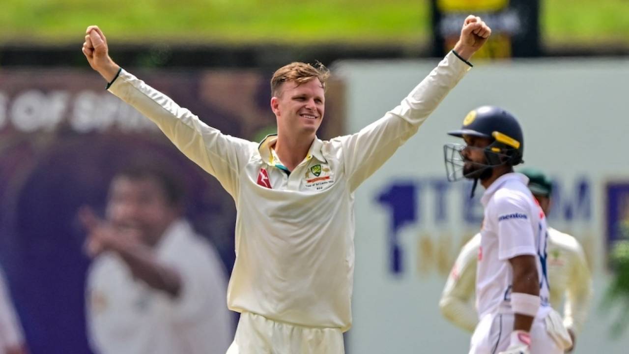 Matthew Kuhnemann celebrates a wicket, Sri Lanka vs Australia, 1st Test, Galle, 3rd day, January 31, 2025
