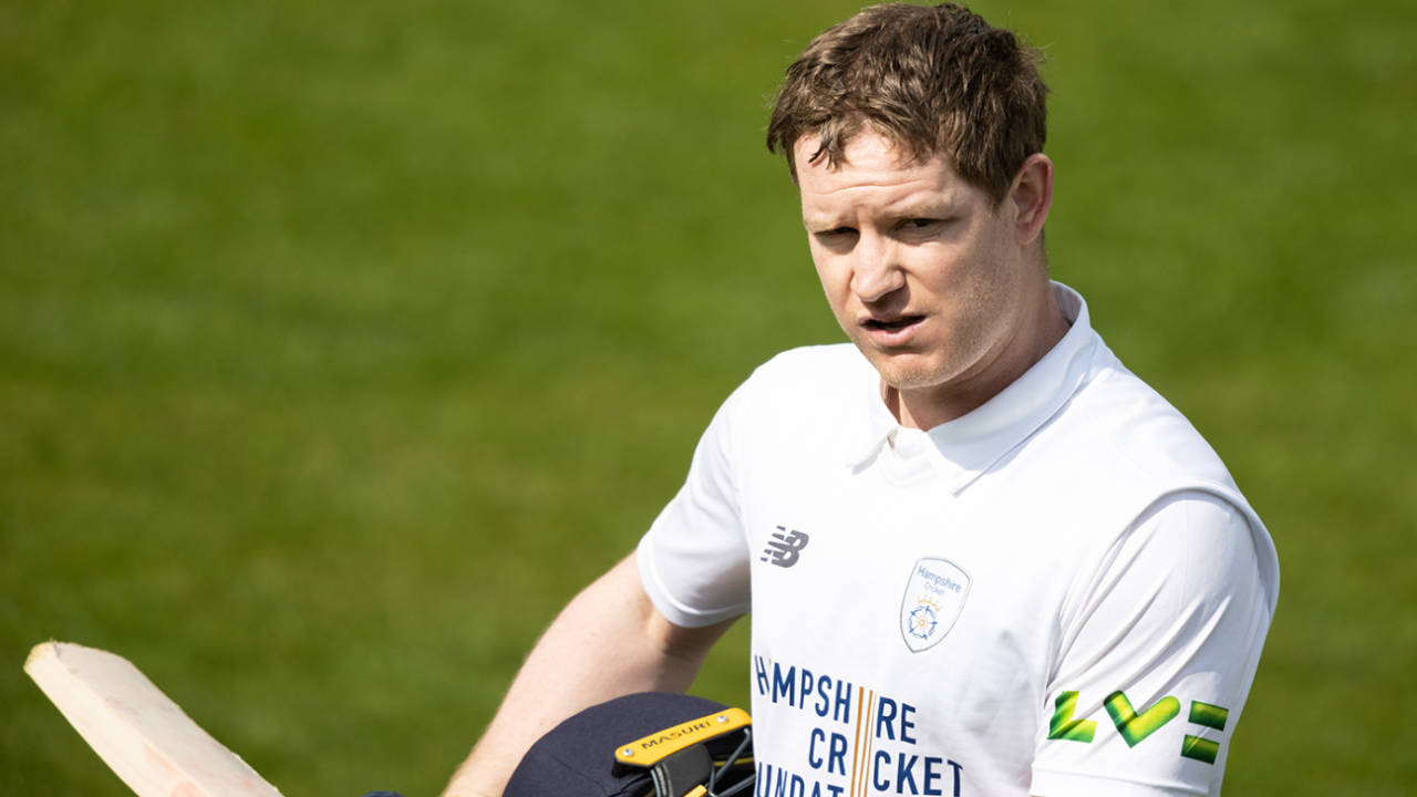Ben Brown leaves the field after being dismissed, Northamptonshire vs Hampshire, LV= County Championship, Wantage Road, April 21, 2023