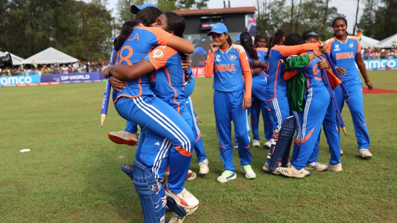 The India Under-19 girls celebrate their title win, India vs South Africa, Under-19 Women's T20 World Cup final, Kuala Lumpur, February 2, 2025