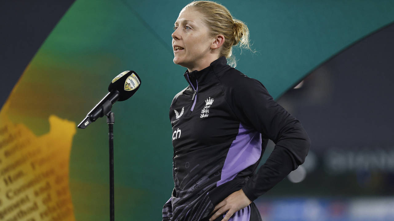 Heather Knight speaks at the post-match presentations, Australia vs England, Women's Ashes, only Test, 3rd day, Melbourne, February 1, 2025