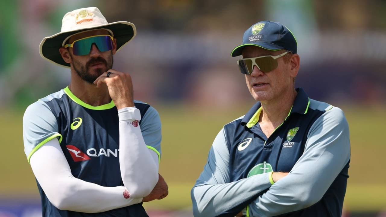 Mitchell Starc and Andrew McDonald in a serious chat, Australia vs Sri Lanka, Galle, February 4, 2025