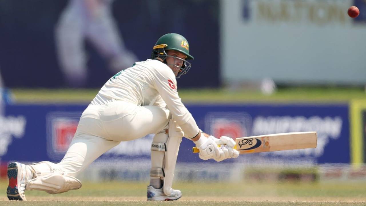 Alex Carey sweeps behind square, Sri Lanka vs Australia, 2nd Test, Galle, 2nd day, February 7, 2025