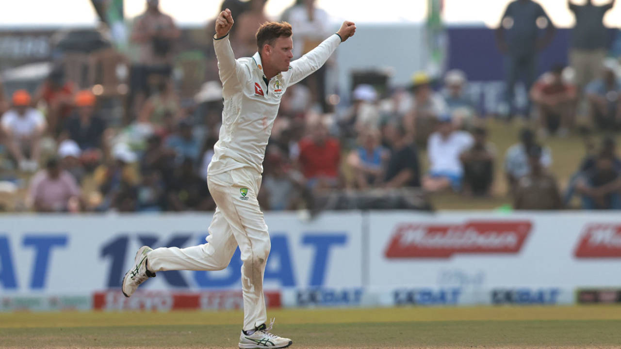 Matt Kuhnemann struck in the final over of the day, Sri Lanka vs Australia, 2nd Test, Galle, 3rd day, February 8, 2025