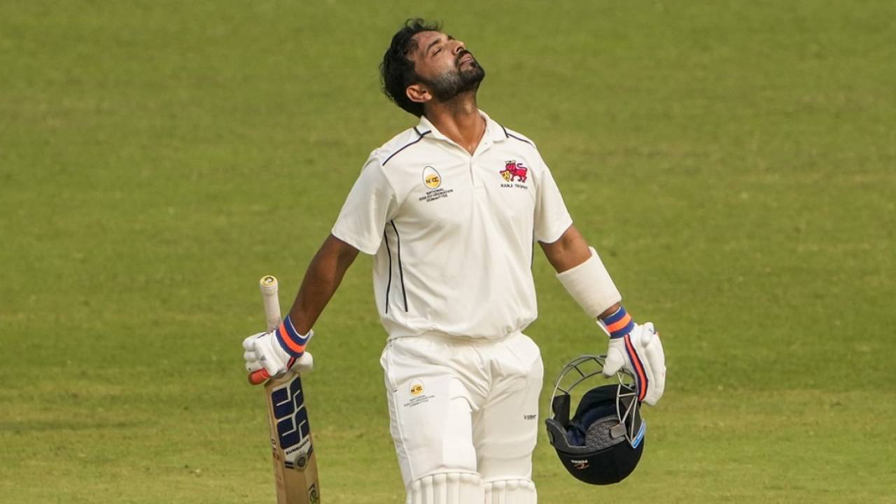 Ajinkya Rahane celebrates his century, Haryana vs Mumbai, Ranji Trophy 2024-25, fourth day, Kolkata, February 11, 2025