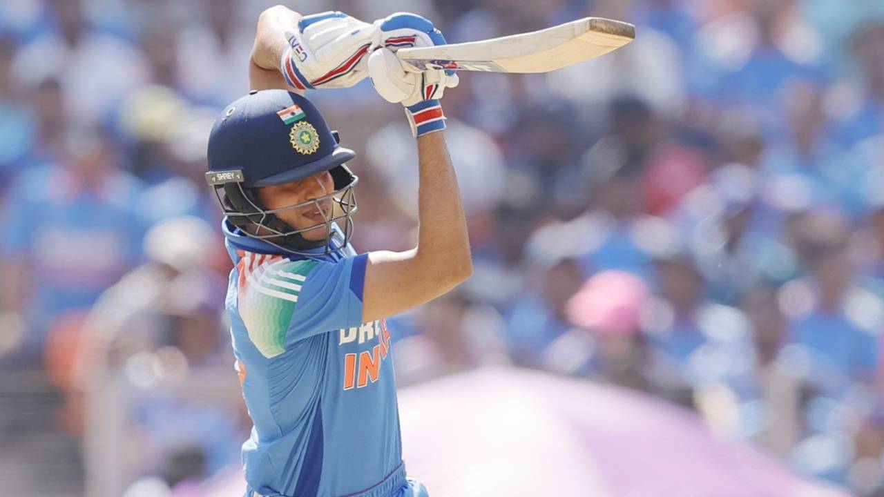 Shubman Gill stands tall and drives down the ground, India vs England, 3rd ODI, Ahmedabad, February 12, 2025