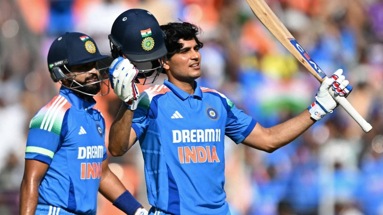 Shubman Gill celebrates his seventh ODI century, India vs England, 3rd ODI, Ahmedabad, February 12, 2025
