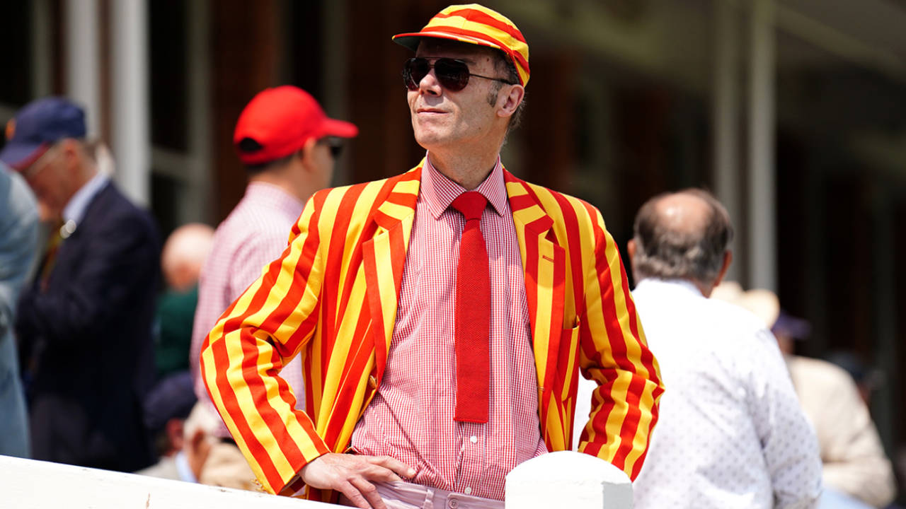 An MCC member sports the club colours, England vs Australia, 2nd Ashes Test, Lord's, 2nd day, June 29, 2023