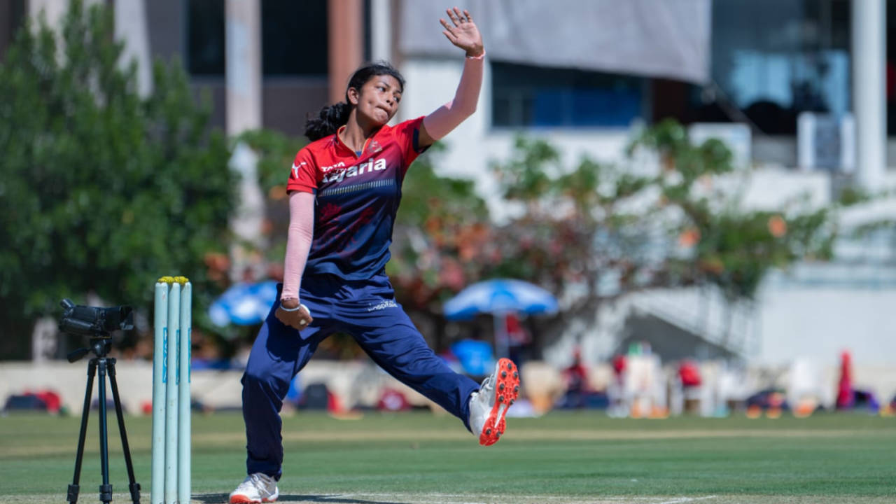 Prema Rawat bowls during practice, February 14, 2025