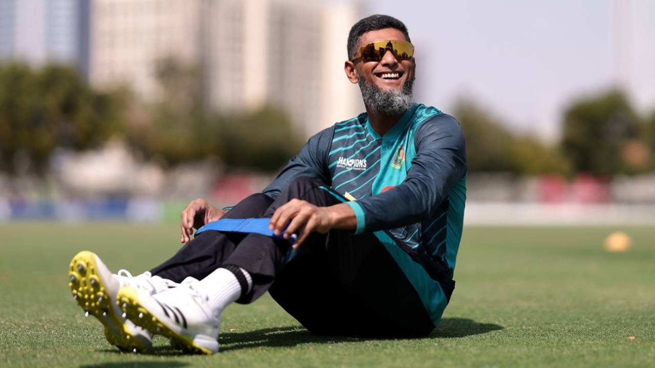 Mahmudullah is all smiles at a training session, Dubai, February 15, 2025