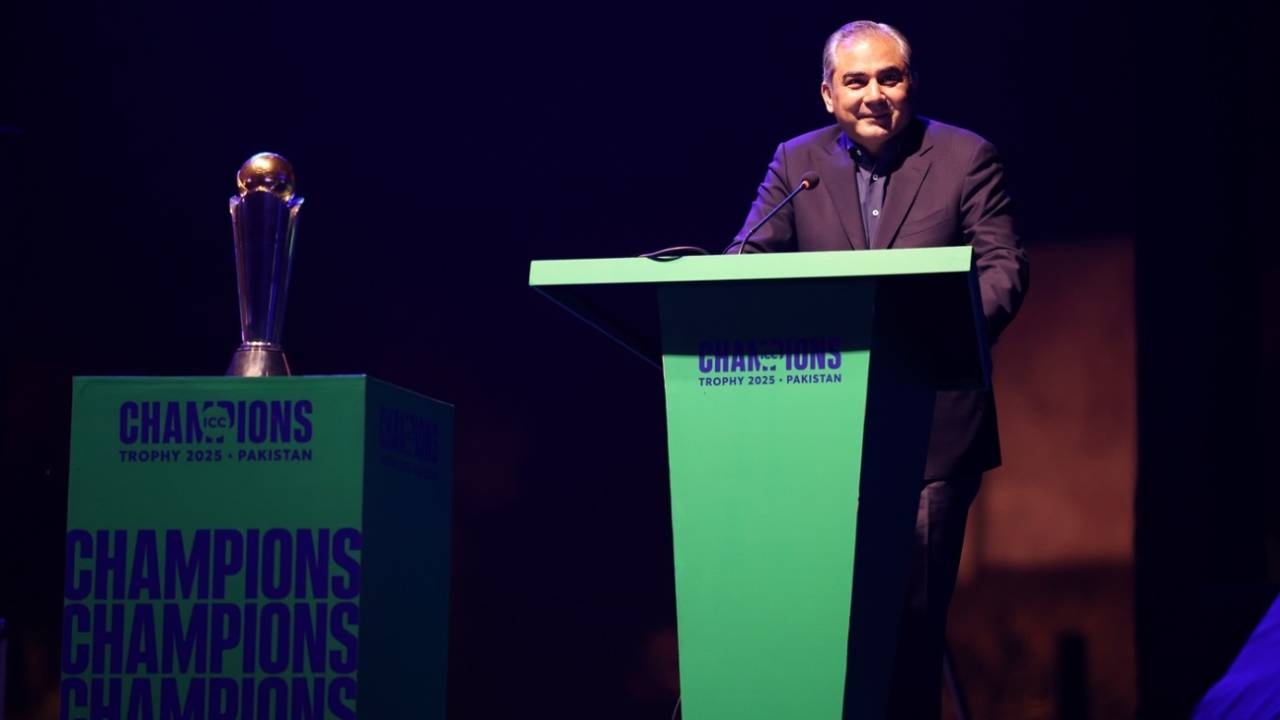 PCB chairman Mohsin Naqvi speaks ahead of the start of the Champions Trophy, Lahore, February 16, 2025