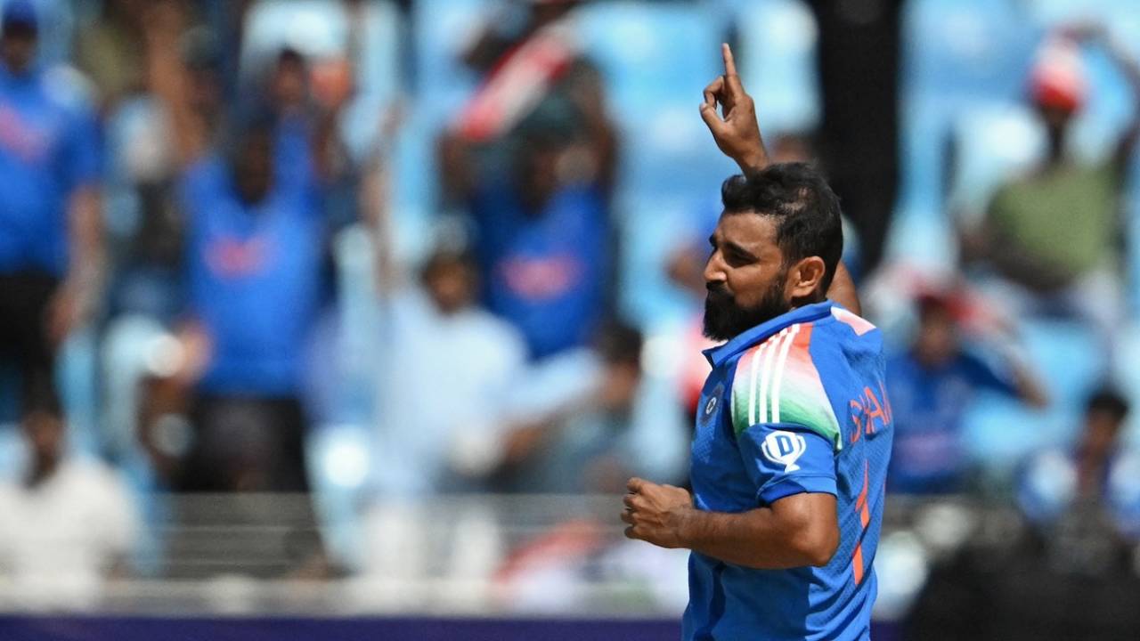 Mohammed Shami got his second when he sent back Mehidy Hasan Miraz, Bangladesh vs India, Champions Trophy, Dubai, February 20, 2025