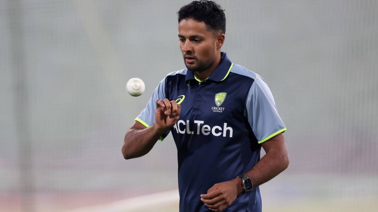 Tanveer Sangha prepares to bowl at the nets, Champions Trophy 2025, Lahore, February 21, 2025