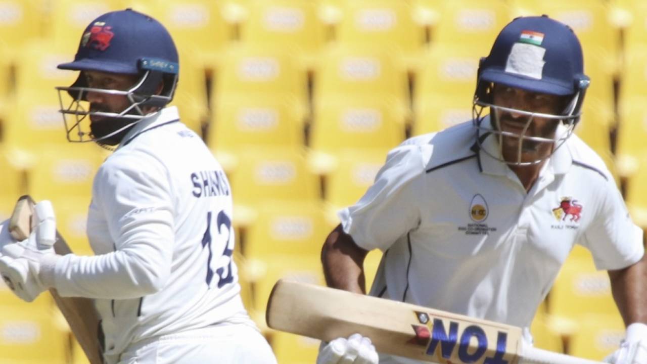 Shams Mulani and Shardul Thakur had a century stand for the seventh wicket, Vidarbha vs Mumbai, Ranji Trophy, semi-final, Nagpur, fifth day, February 21, 2025