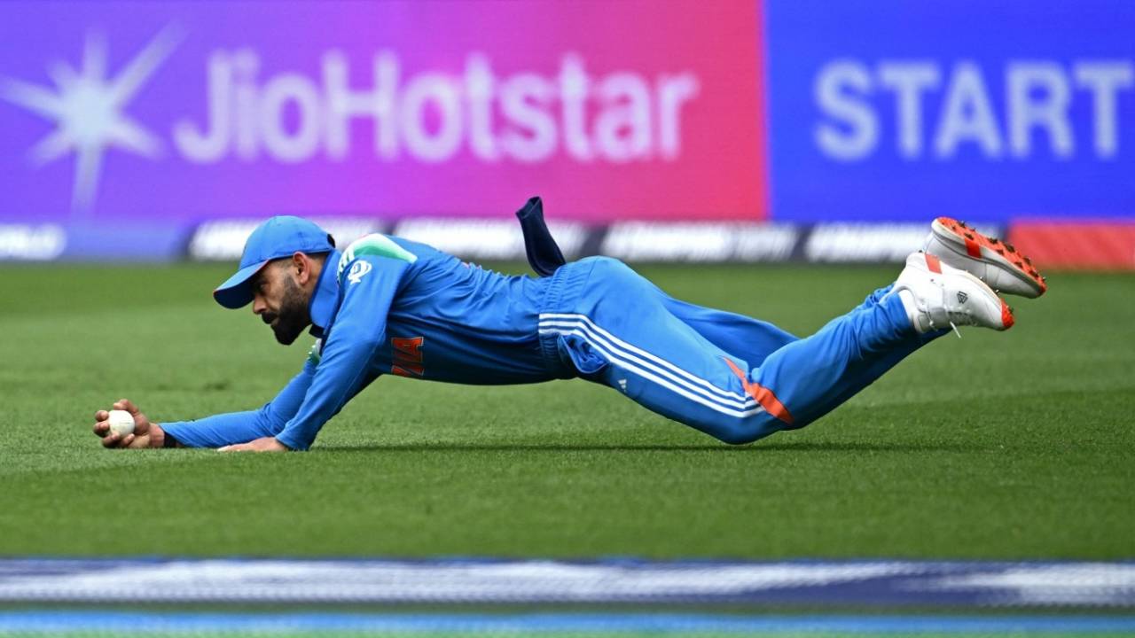 With Naseem Shah's catch, Virat Kohli became India's most prolific catcher in ODIs, going past Mohammad Azharuddin's tally of 156, Pakistan vs India, Dubai, Champions Trophy, February 23, 2025