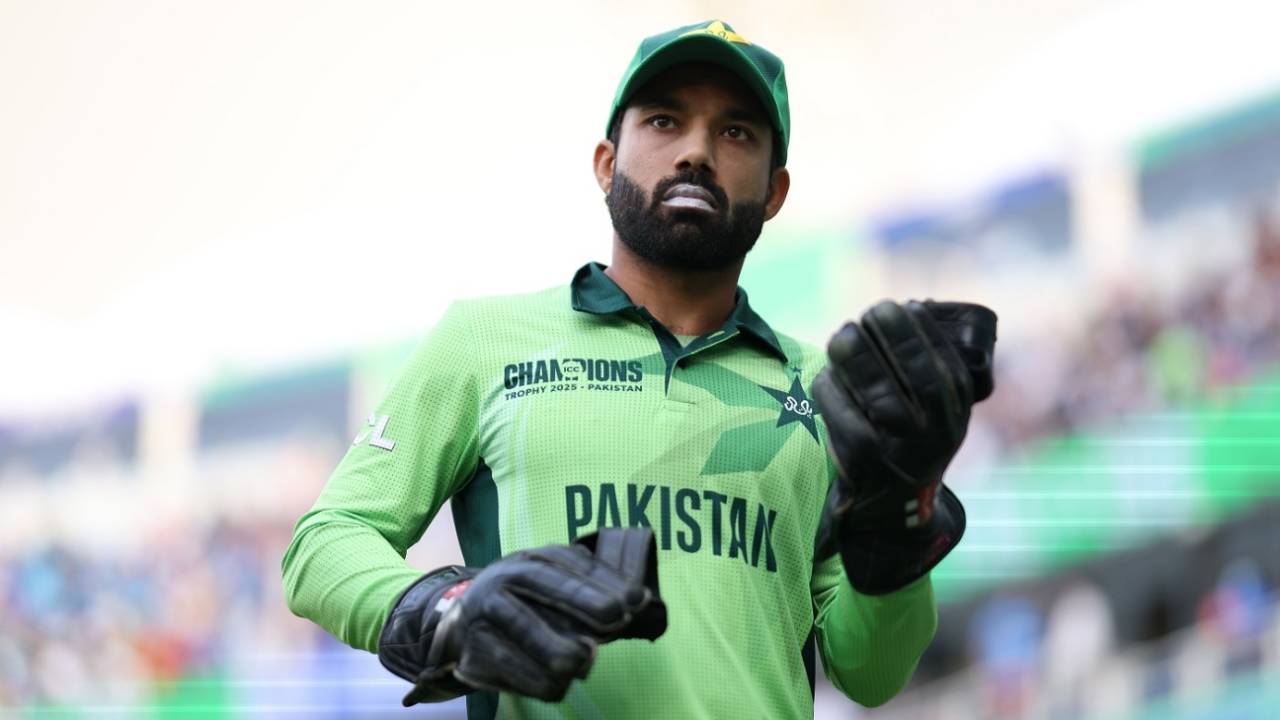 Mohammad Rizwan looks on, Pakistan vs India, Dubai, Champions Trophy, February 23, 2025