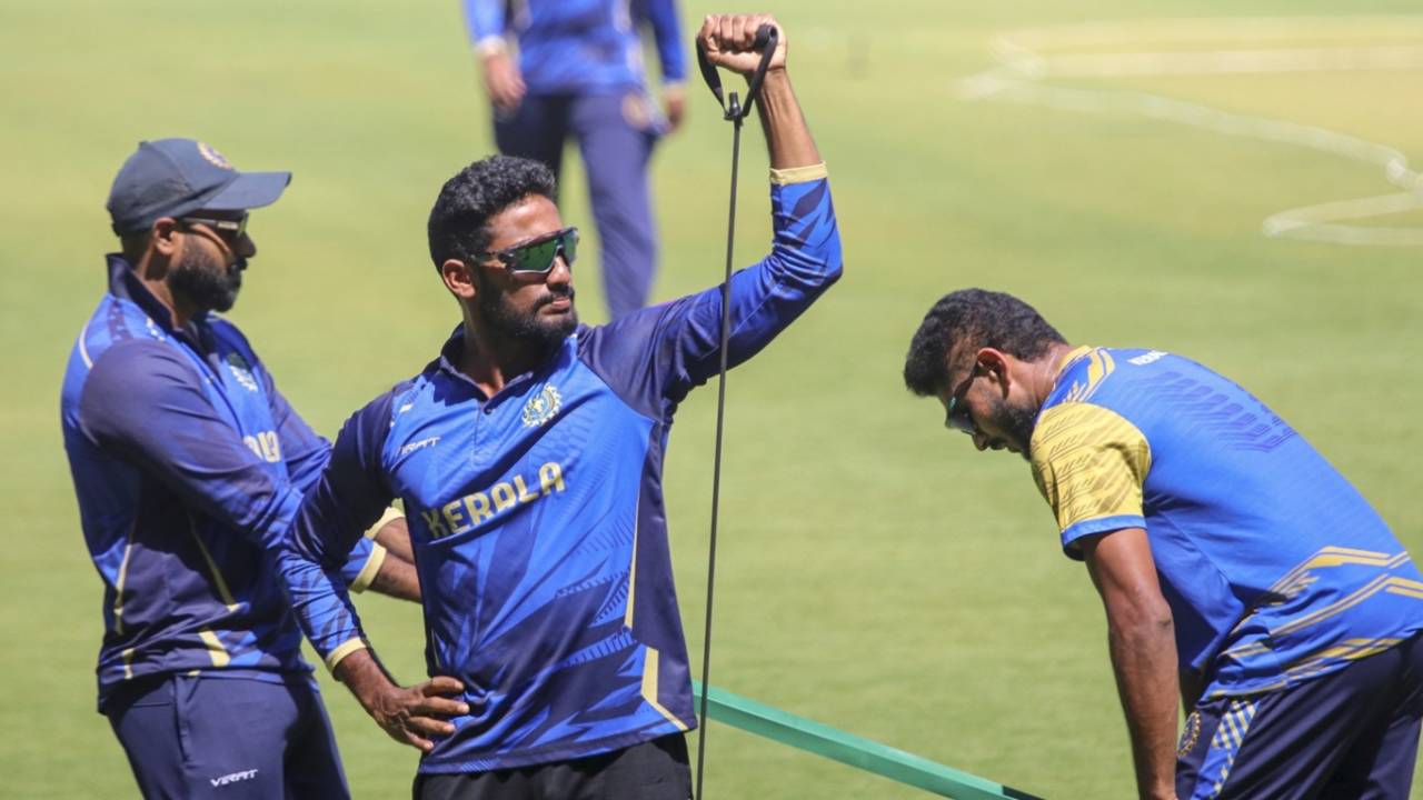 Kerala's players tune up for the Ranji final against hosts Vidarbha, Nagpur, February 25, 2025