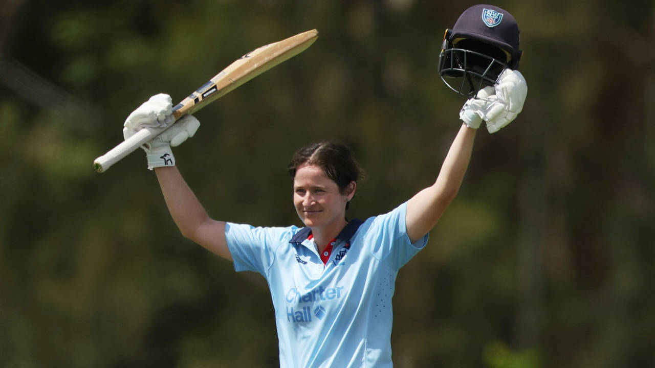 Tahlia Wilson celebrates her century, New South Wales vs ACT, WNCL, Cricket Central, February 19, 2025