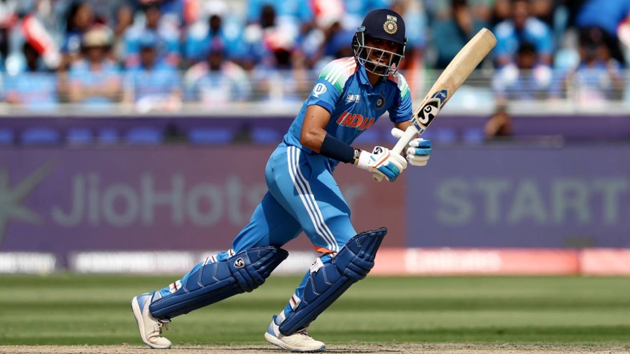 Axar Patel works the ball into the leg side, India vs New Zealand, Champions Trophy, Dubai, March 2, 2025