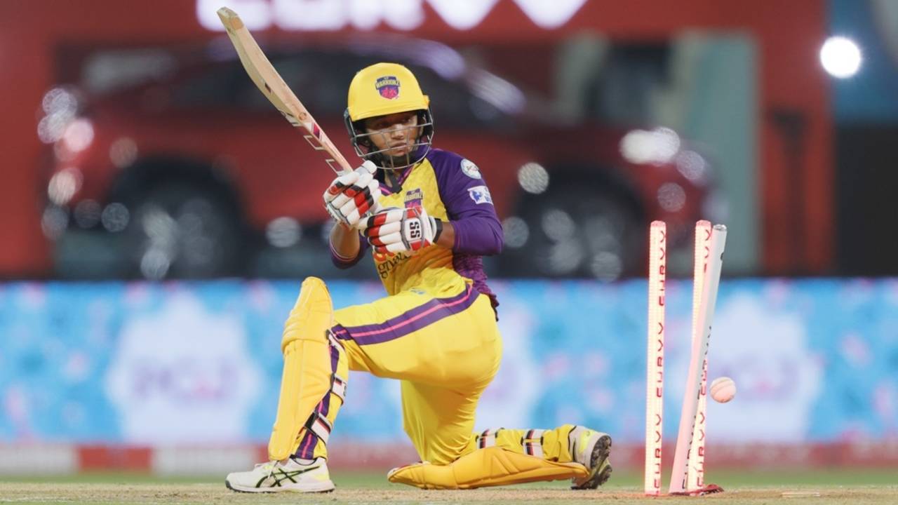 Vrinda Dinesh was bowled for 1, UP Warriorz vs Gujarat Giants, WPL, Lucknow, March 3, 2025