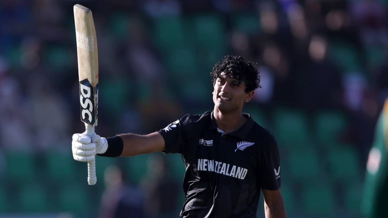 Rachin Ravindra smashed his second century of the tournament, New Zealand vs South Africa, Champions Trophy semi-final, Lahore, March 5, 2025