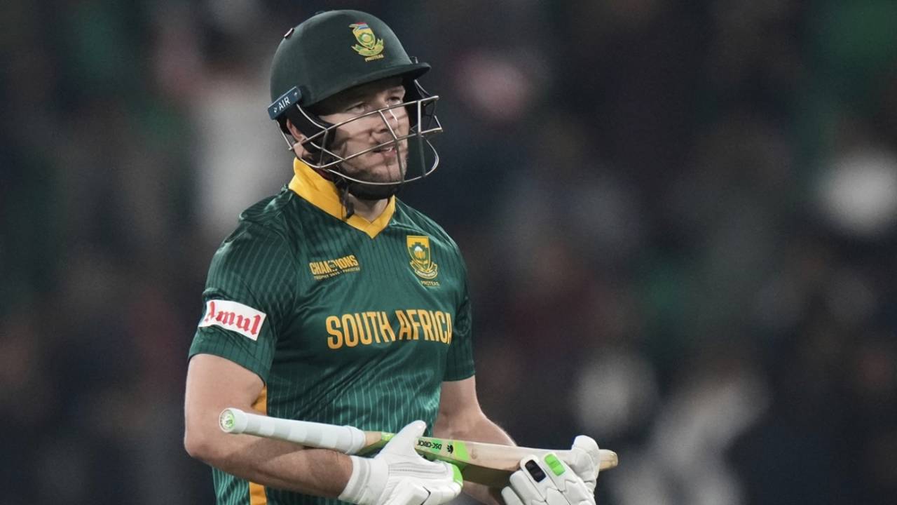 David Miller got to a 67-ball hundred off the last ball of the innings, New Zealand vs South Africa, Champions Trophy semi-final, Lahore, March 5, 2025