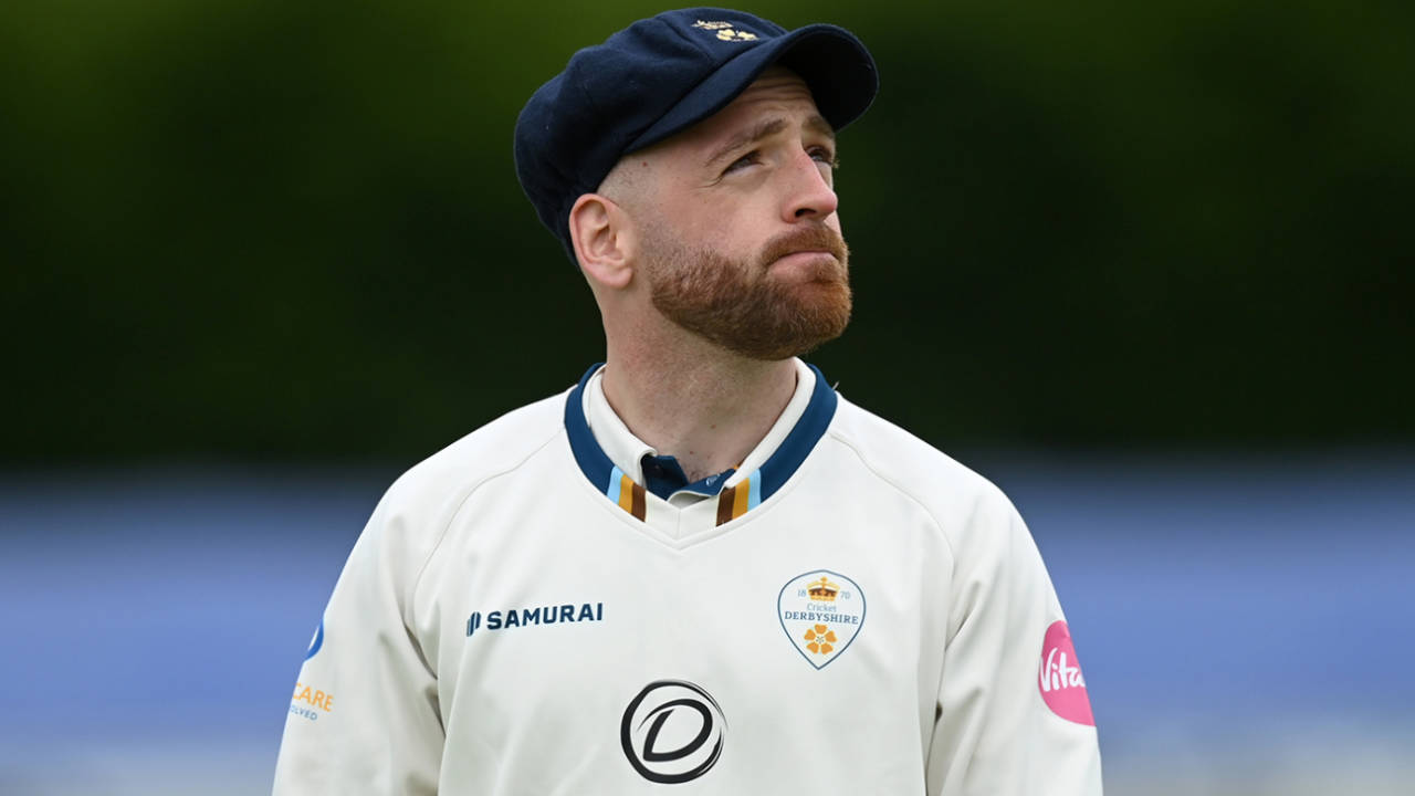 Derbyshire captain David Lloyd looks to the skies, Derbyshire vs Leicestershire, County Championship, Division Two, Derby, April 19, 2024