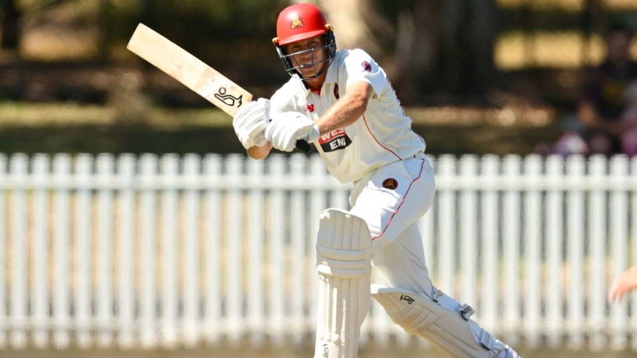 Nathan McSweeney works through the legside, Victoria vs South Australia, Sheffield Shield, Day 2, Junction Oval, March 7, 2025 