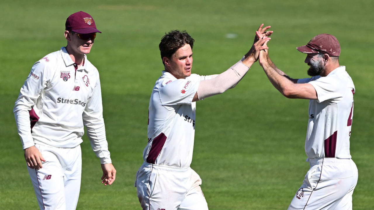 Queensland's bowlers chipped away at Tasmania's second innings, Tasmania vs Queensland, Sheffield Shield, Hobart, March 8, 2025