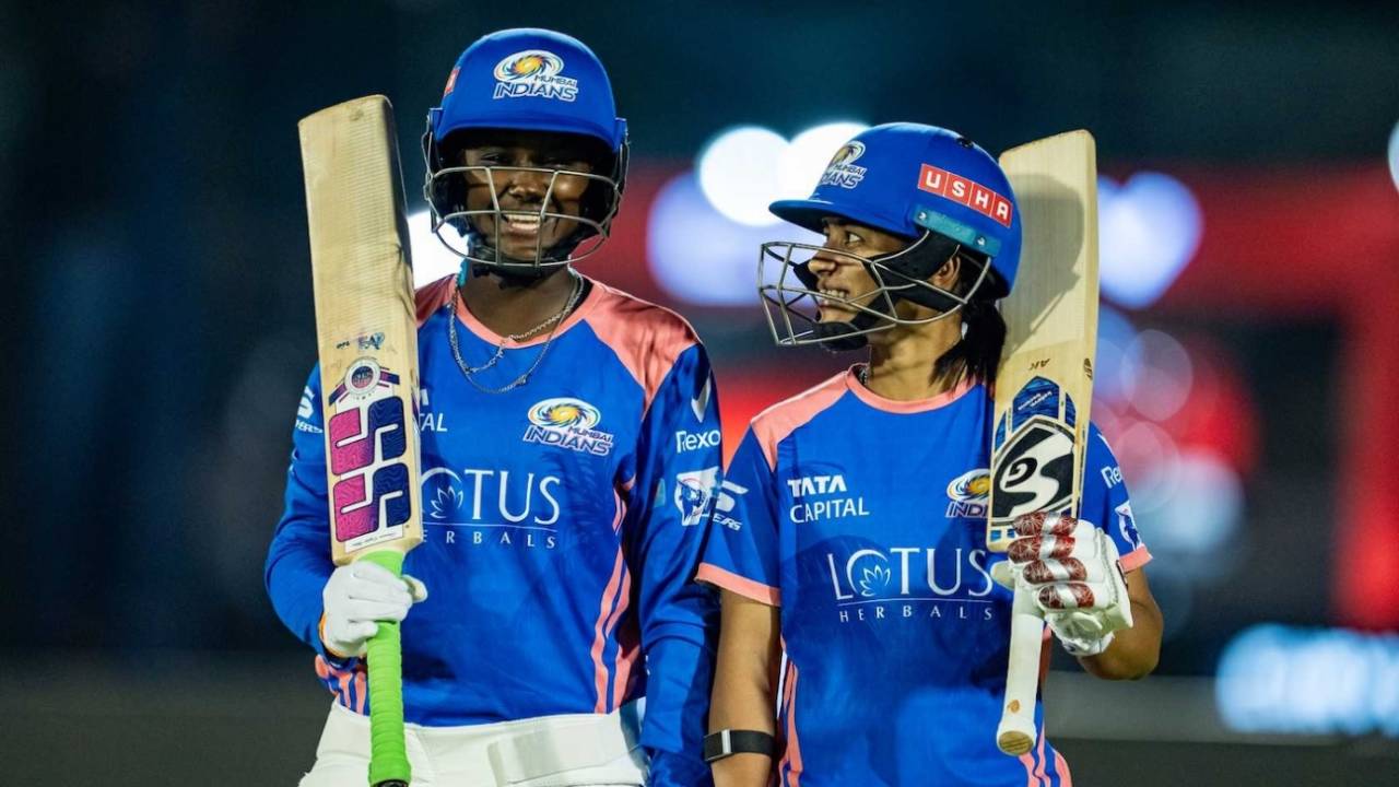 G Kamalini and Amanjot Kaur head towards the batting nets, WPL 2025, Mumbai, March 8, 2025