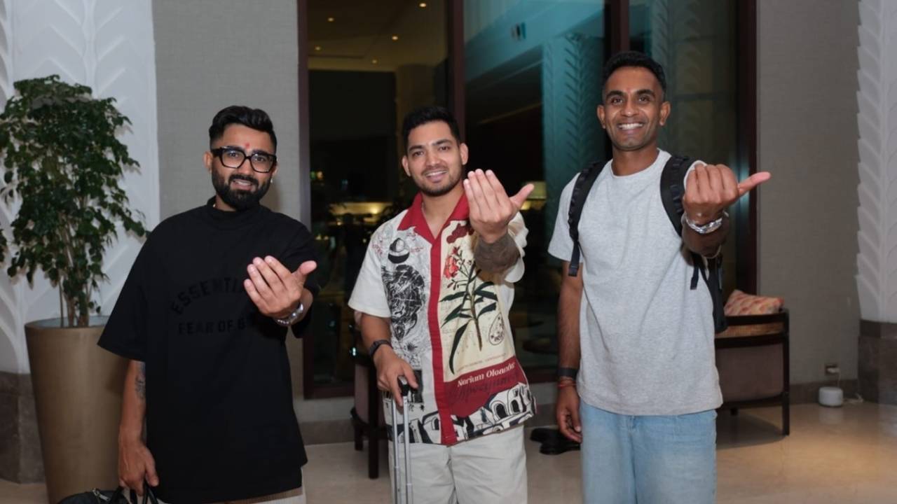 Rahul Tewatia, Anuj Rawat and Jayant Yadav arrive for the Gujarat Titans pre-season camp, IPL, March 10, 2025