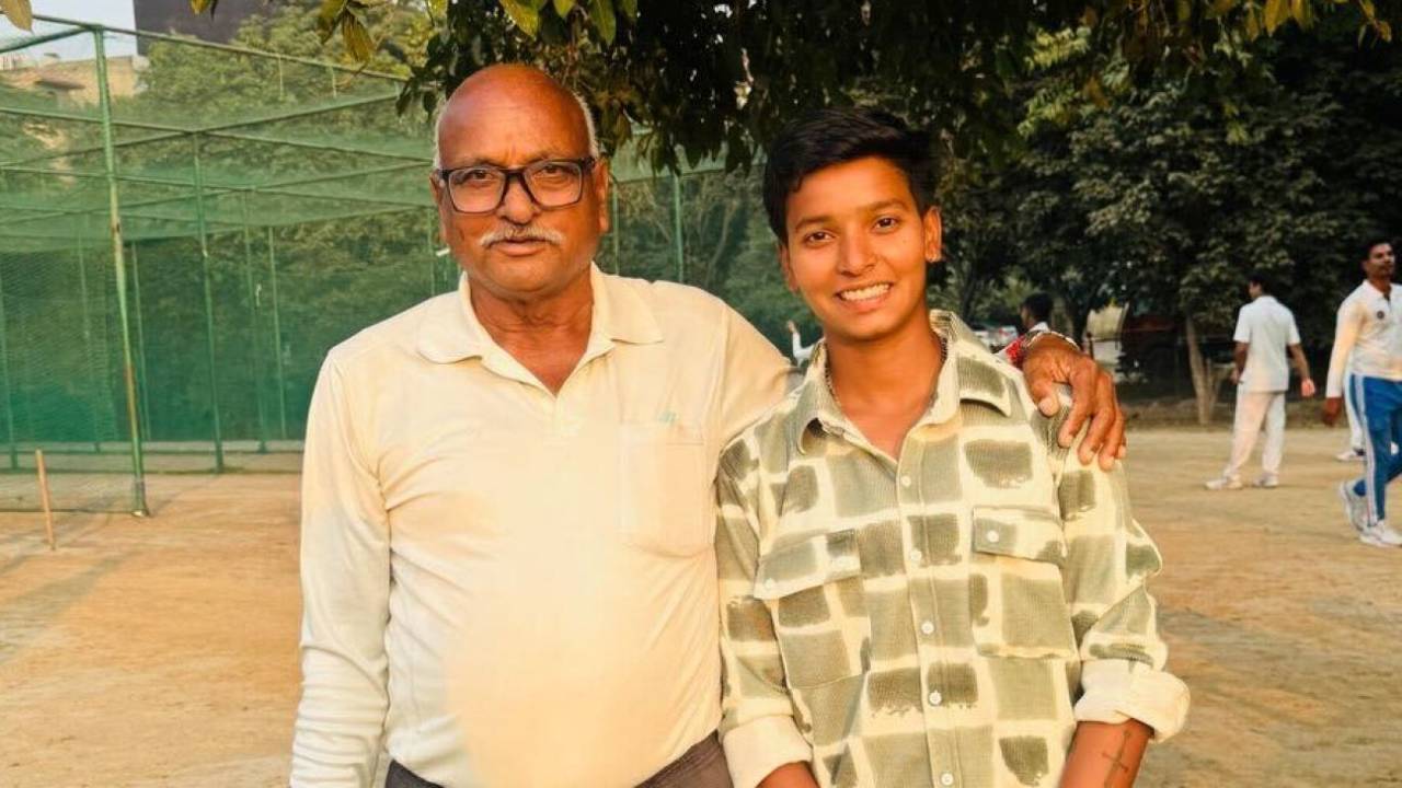 Priya Mishra with her childhood coach Shravan Kumar at his West Delhi Academy, March 11, 2025