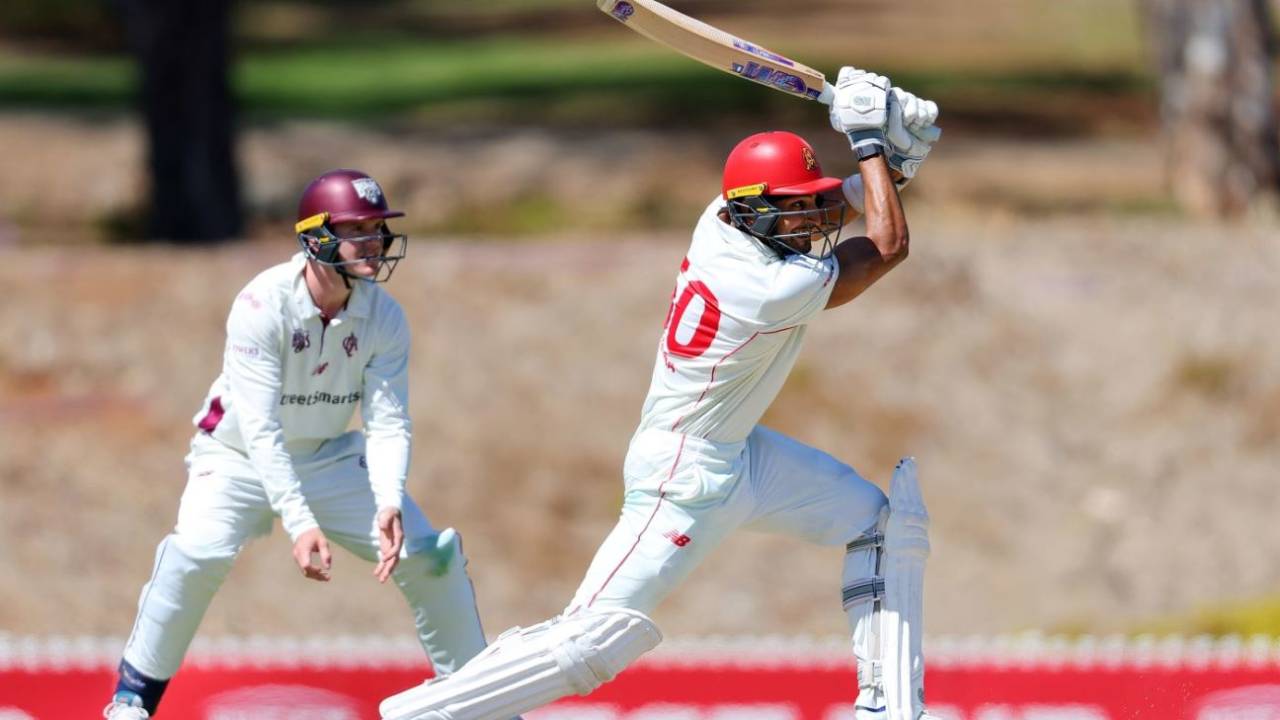 Jason Sangha made an unbeaten 103 on the final day, South Australia vs Queensland, Sheffield Shield, Karen Rolton Oval, March 18, 2025