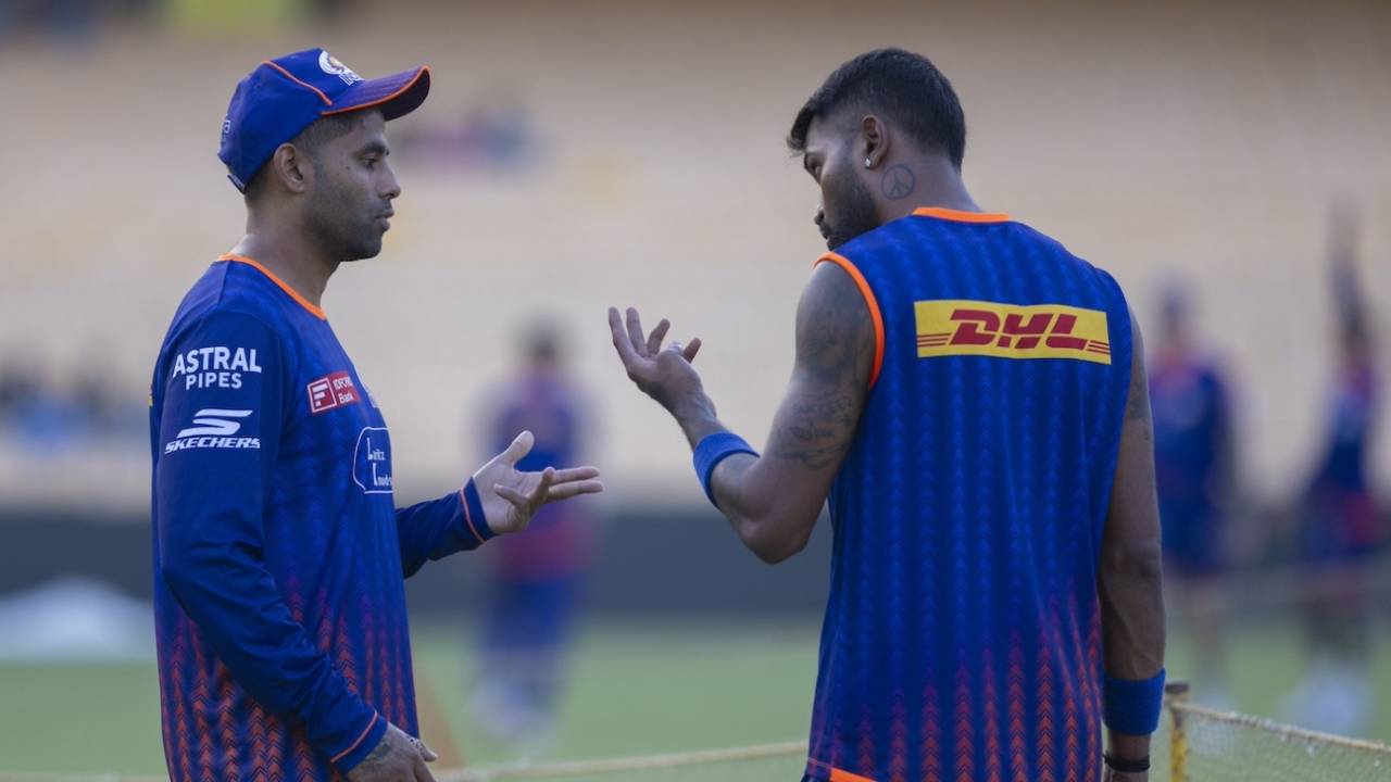 Suryakumar Yadav and Hardik Pandya seem to be playing a numbers game, Chennai, March 21, 2025