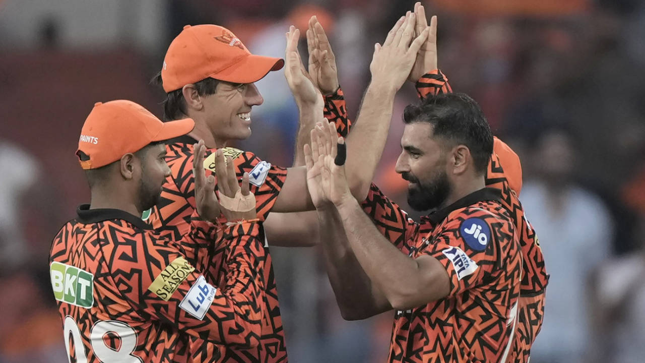 Mohammed Shami celebrates after snagging Nitish Rana, Sunrisers Hyderabad vs Rajasthan Royals, IPL 2025, Hyderabad, March 23, 2025