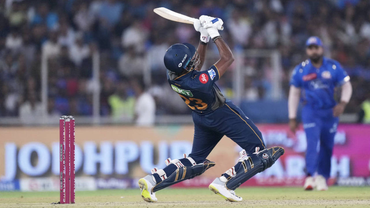 Sai Sudharsan goes up, over and behind, Gujarat Titans vs Mumbai Indians, IPL 2025, Ahmedabad, March 29, 2025